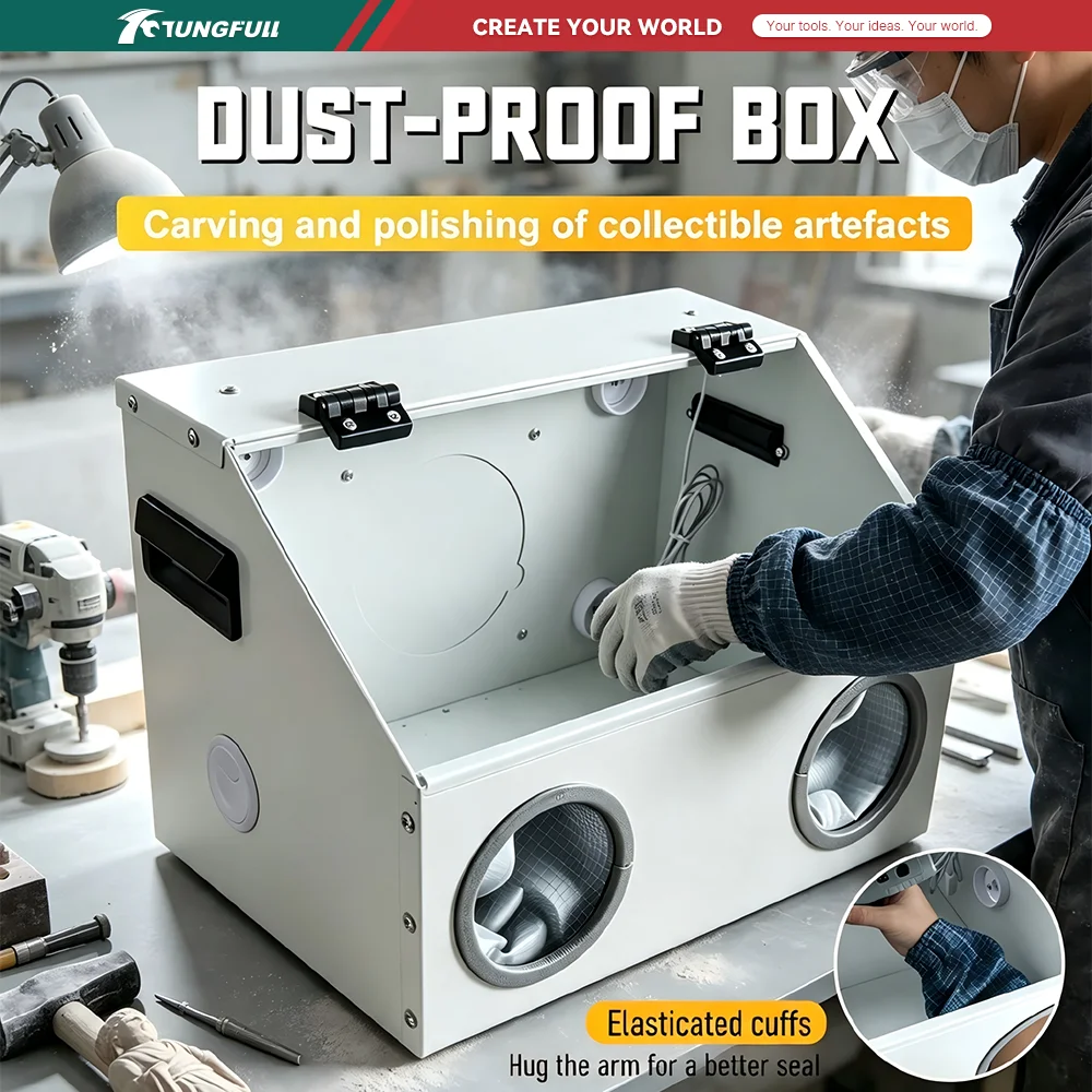 220V Metal Grinding Dust Box Ventilation Fan Dust Extraction Box For Craft Work Sanding Polishing Dust‑Proof Workbox