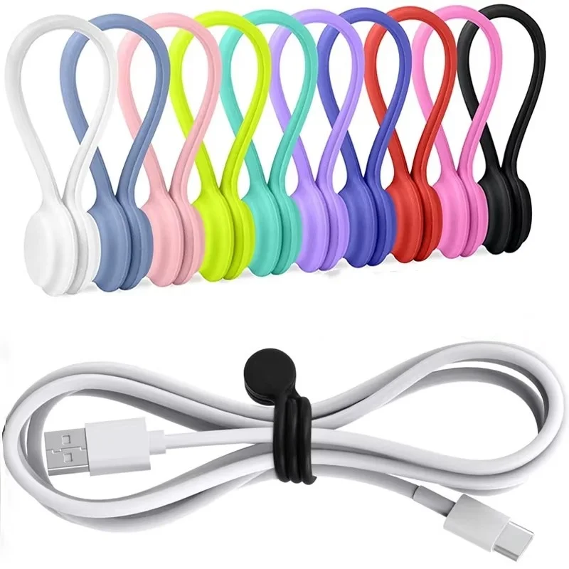 Reusable Magnetic Cable Ties,Cord Organizer,Silicone Magnetic Cord Ties for Bundling Stuff, Book Marker Fridge Magnets