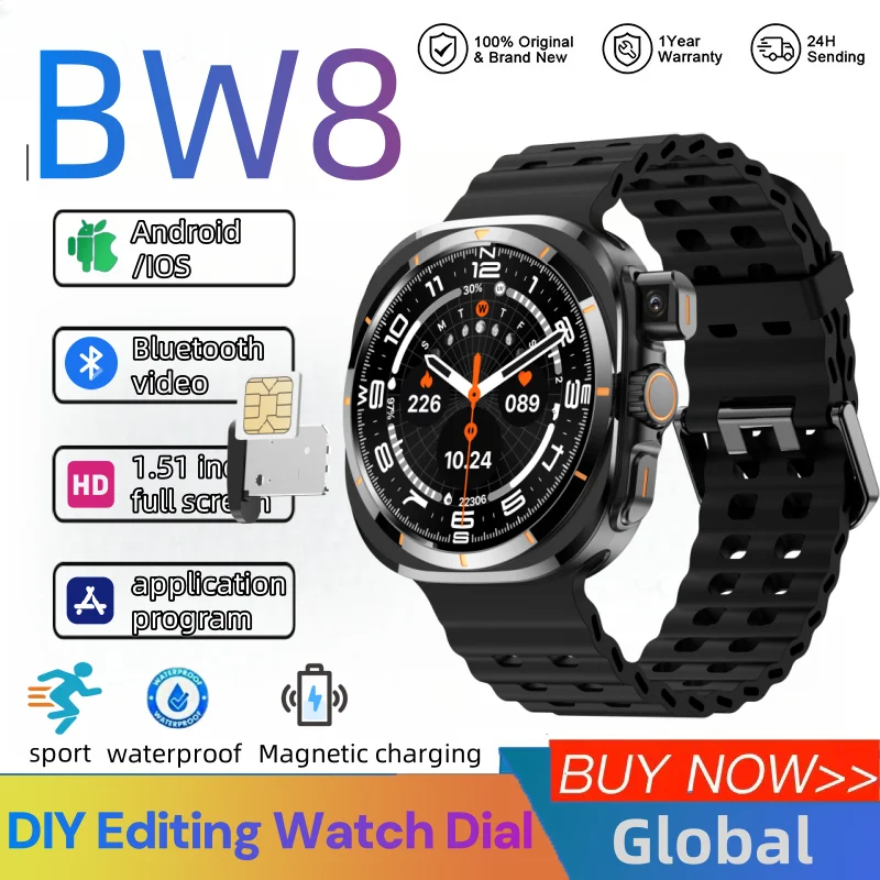 جديد BW8 ساعة ذكية 4G شبكة نظام أندرويد 1.51 بوصة شاشة 400 مللي أمبير بطارية APP خطوة المقتفي إدراج النوم بطاقة SIM