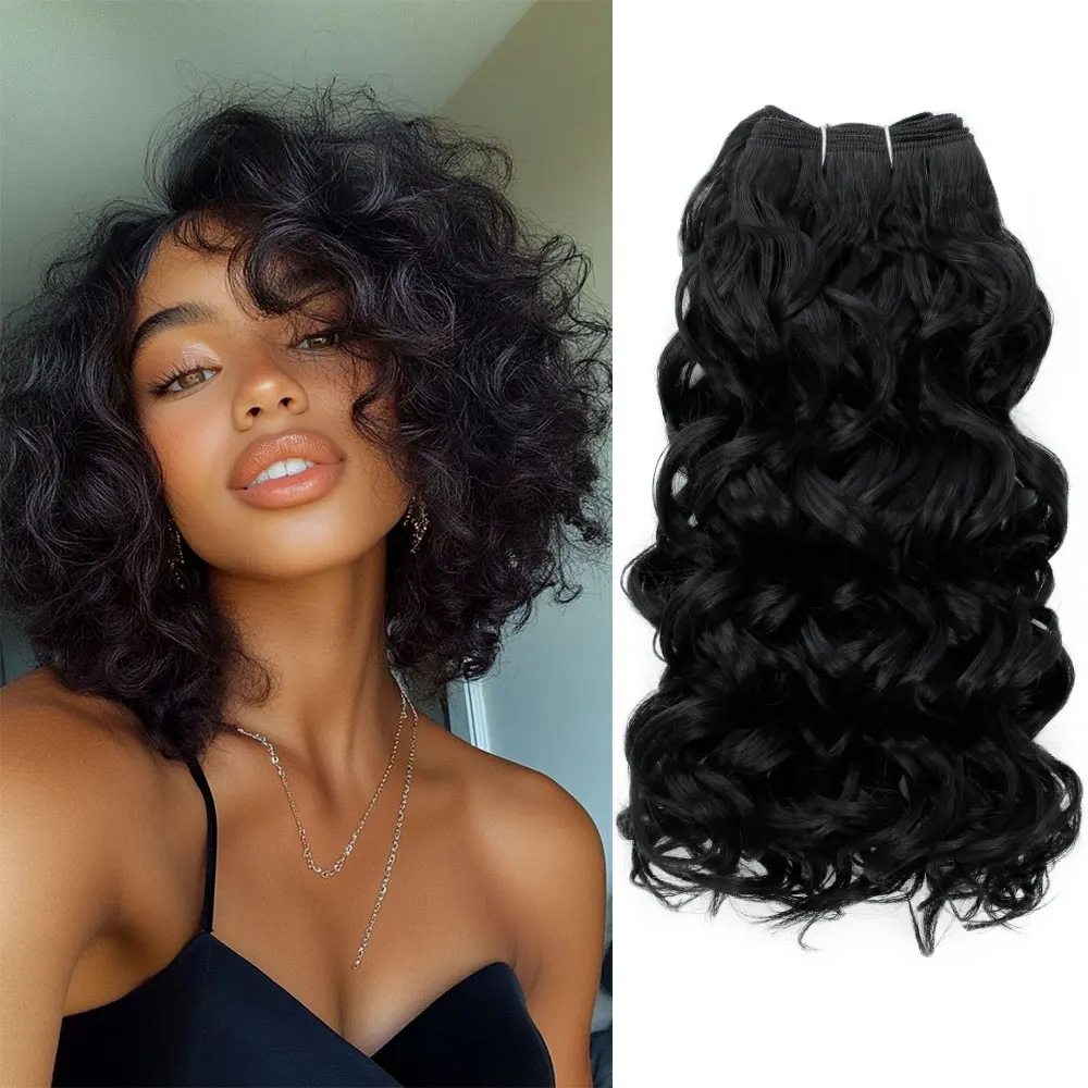 

Синтетические свободные волнистые пучки волос 12 дюймов 120 г/шт. Ombre Коричневый фортепиано Блондинка Термостойкое волокно Вьющиеся волосы Уток Наращивание