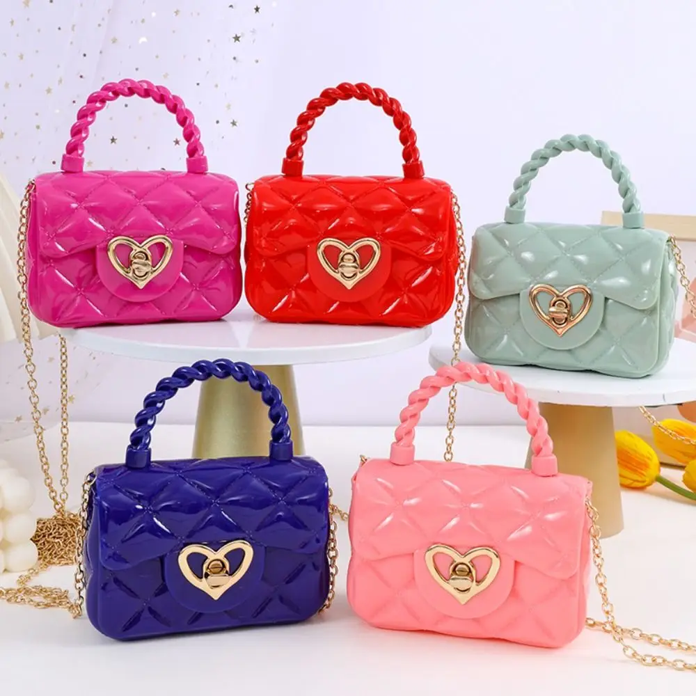 Fashion Kids PU Leather Crossbody Bags Girls Heart Shoulder Bags Children Mini Coin Purses Jelly Bag Kids Handbag Gifts