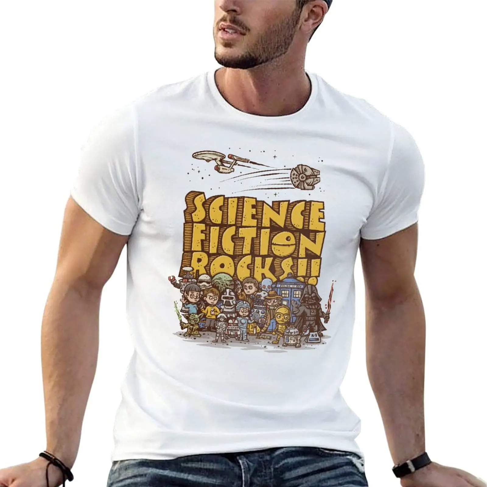 Science Fiction Rocks T-Shirt Casual Soft Cotton Short Sleeve Tee