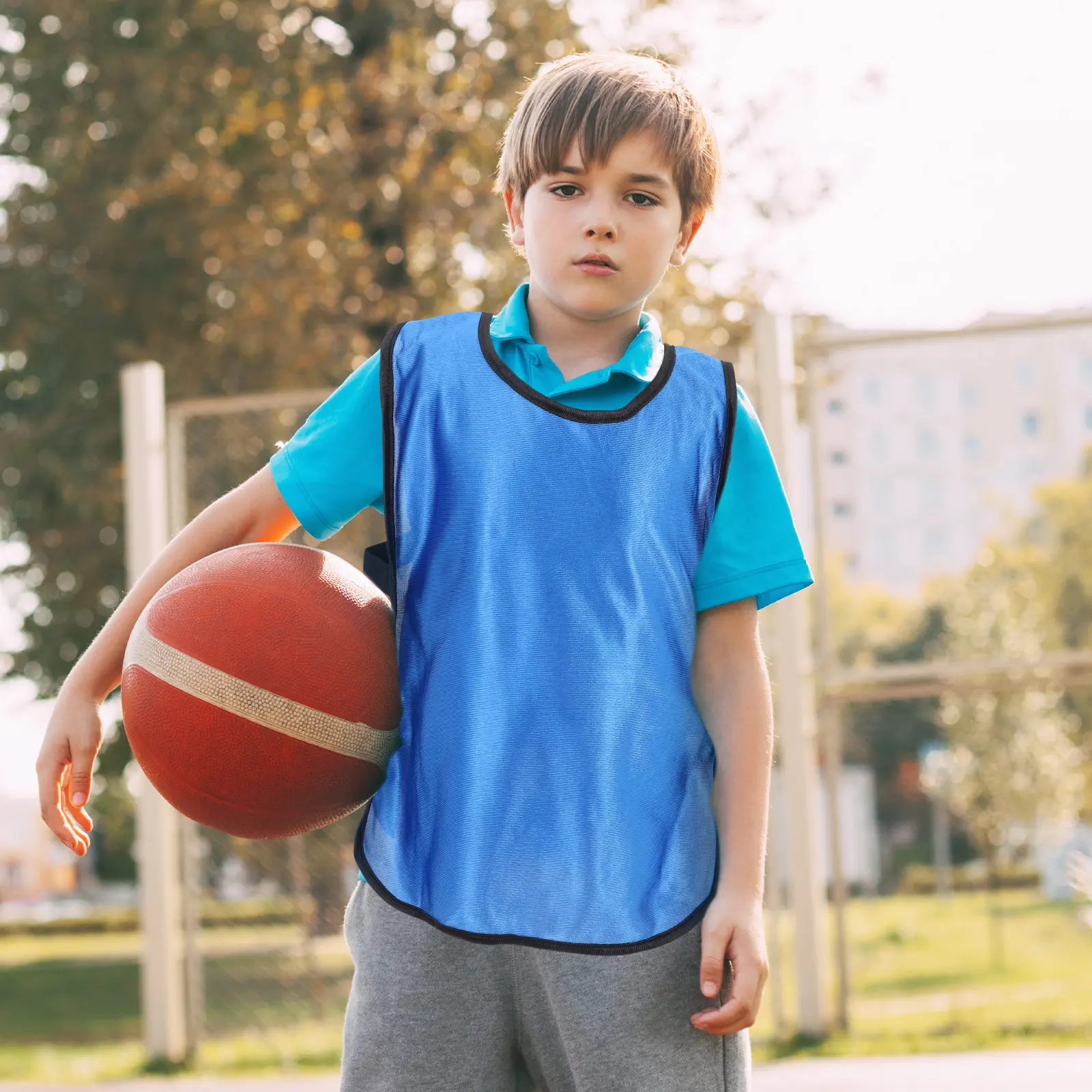 

6Pcs Breathable Training Vest Blue Lightweight Football Scrimmage Waistcoat Kids Soccer Basketball Hockey Team Sports