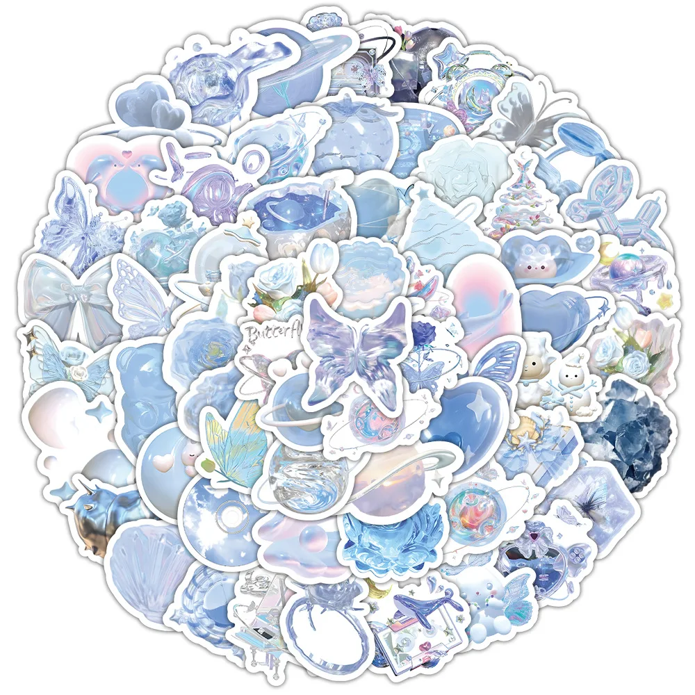 10/30/50/100PCS Ins Style Dream Blue Stickers Aesthetic Girls Cartoon Decals DIY Notebook Phone Luggage Laptop Graffiti Kids Toy