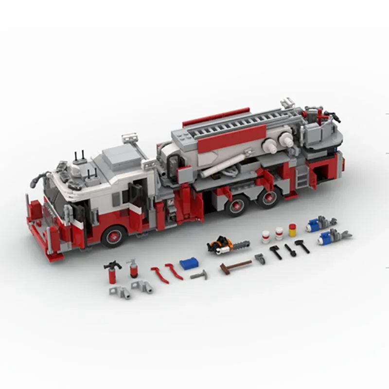 

MOC-123187 Ladder Fire Truck Ambulance FDNY - New York - Tower 21 Hell's Kitchen Kids Building Block Toys DIY Merry Christmas