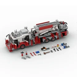 MOC-123187 Ladder Fire Truck Ambulance FDNY - New York - Tower 21 Hell's Kitchen Kids Building Block Toys DIY Merry Christmas