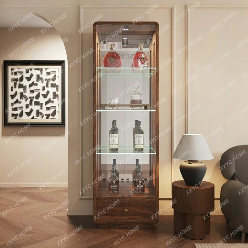 

Винный шкаф из массива дерева для гостиной, настенный, со стеклянной дверцей и замком, двустворчатый, витрина, роскошный деревянный шкаф для хранения вина.