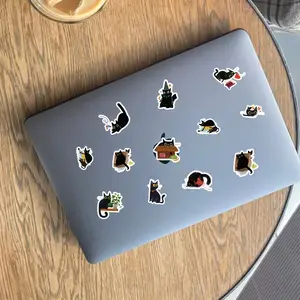 Etori Life 46 Buah PVC Lucu Kartun Kucing Hitam Jepang Pola Cangkir DIY Siswa, Buku Tempel, Stiker Dekorasi Laptop 12 stiker kucing lucu penjualan terbaik - №