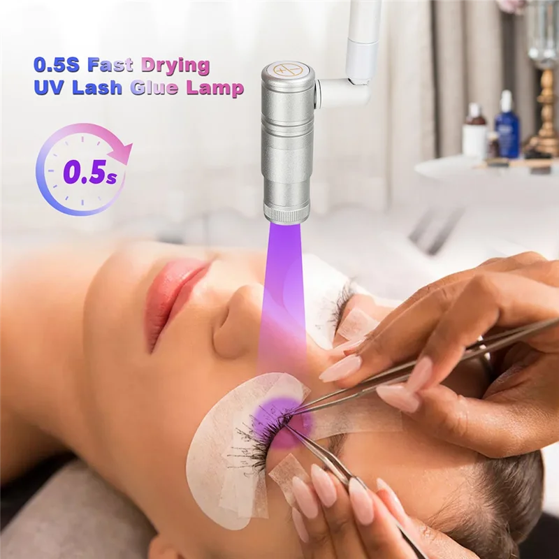 Lampada per ciglia a collo di cigno Lampada da terra con interruttore a gradino a luce ultravioletta UV Spina UK