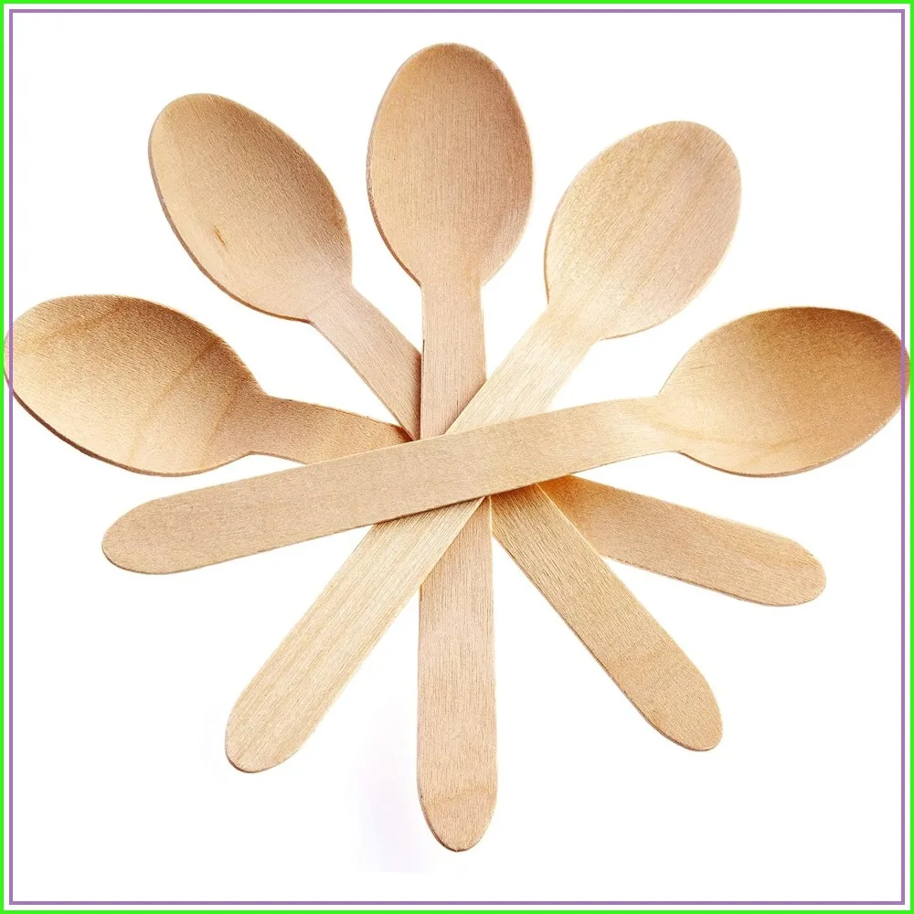 

Eco-Friendly Disposable Wooden Spoons, 100-Pack, 6.25 Inch, Compostable & Biodegradable