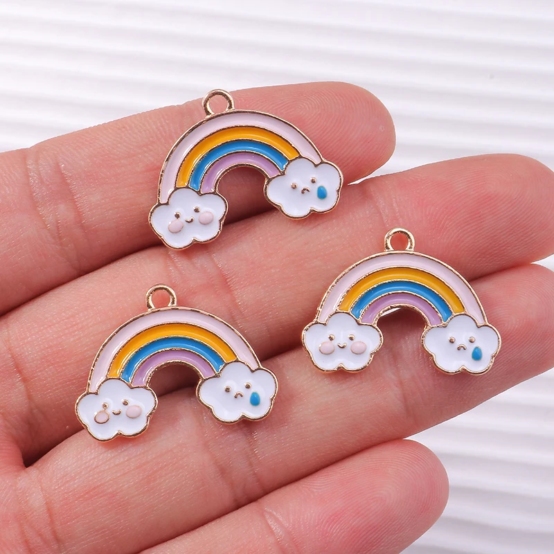 10pcs/lot Cartoon Enamel Rainbow Clouds Charms for Jewelry Making Women Fashion Drop Earrings Pendants Necklaces DIY Craft Gift