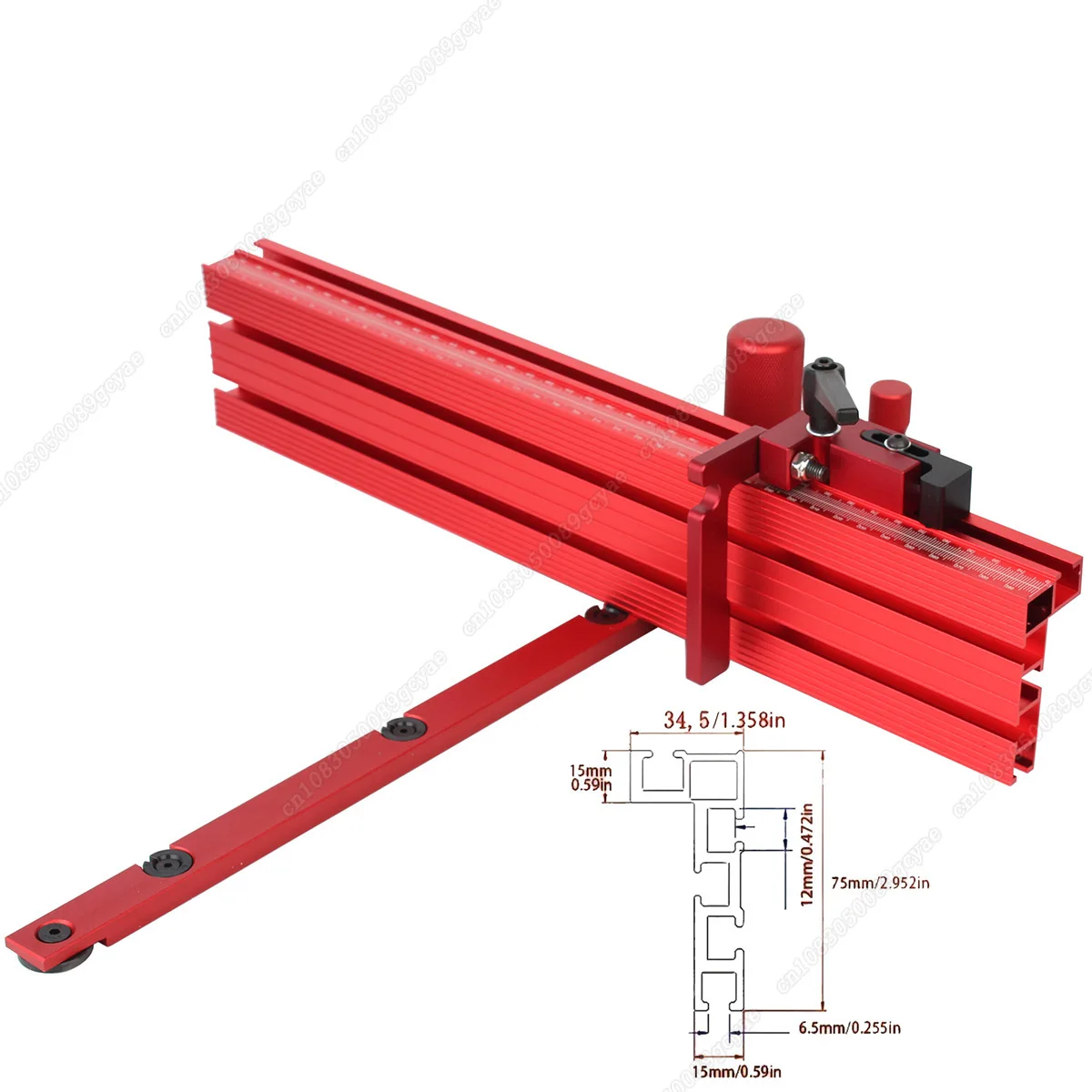 450mm Miter Gauge & 400mm Fence With Track Stop Sawing Assembly Angle Ruler for Table Saw Router Woodworking Bench Tools DIY