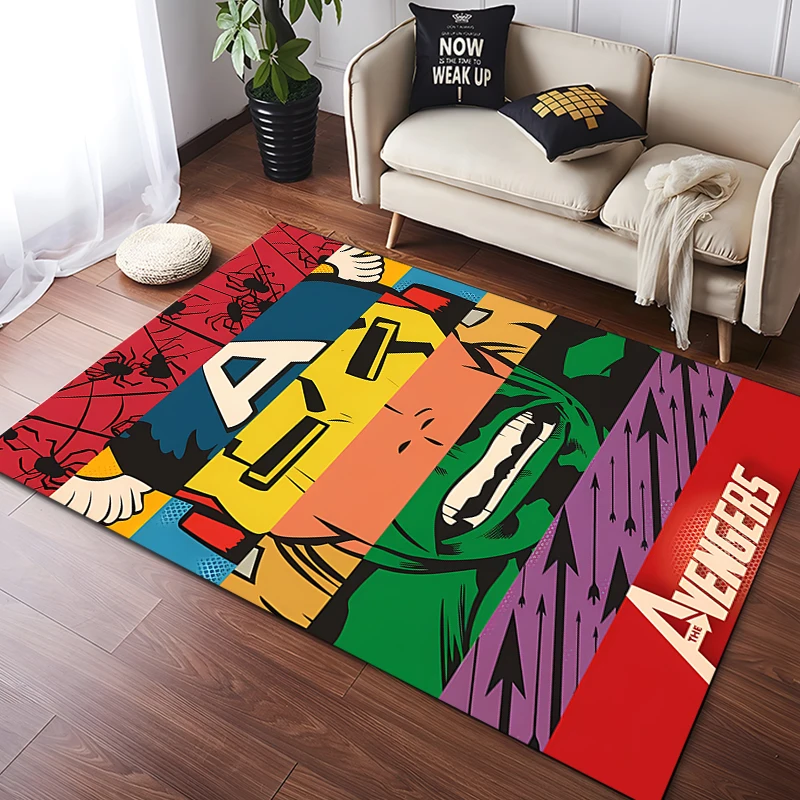 Disney Avengers Marvel logo superhero Rugs for Living Room Bedroom Dining Kitchen Office Bathroom Non-Slip Large Decor Carpet