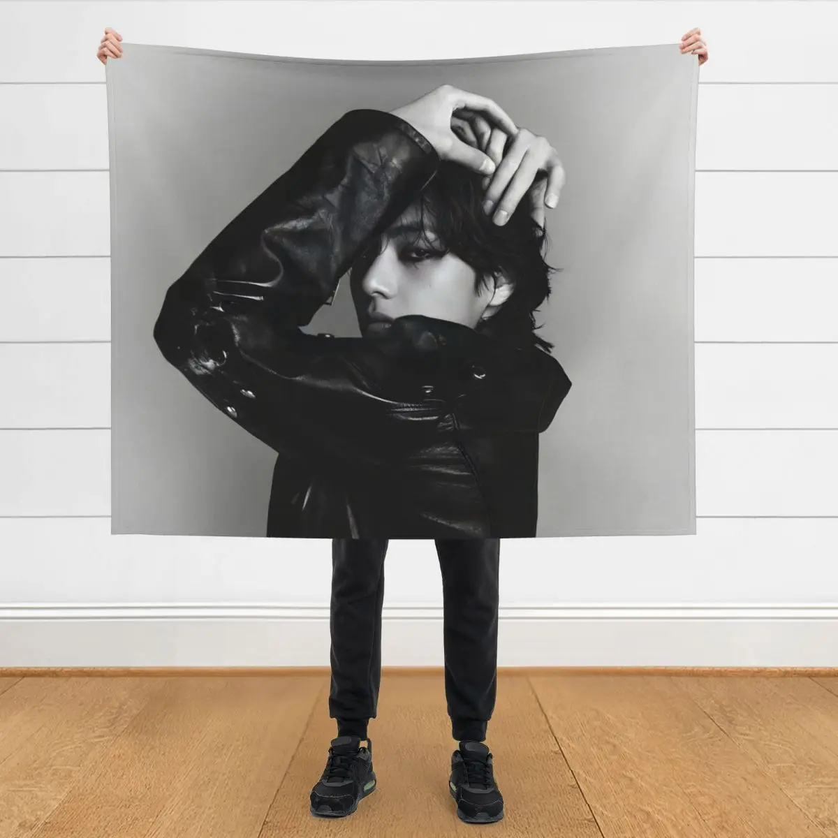 

Taehyung monochrome Layover Throw Blanket Polar for winter heavy to sleep Blankets