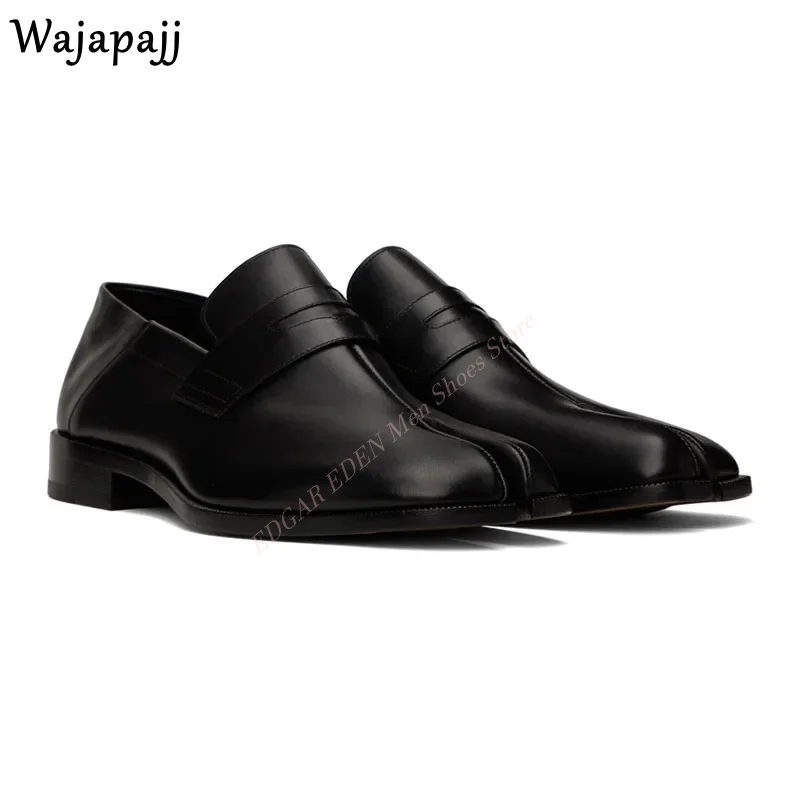 Stylist Split Toe Cattlehide Genuine Leather Men's Split Toe Shoes Slip On Green Black Brown Fashion Male Dress Tabi Shoes