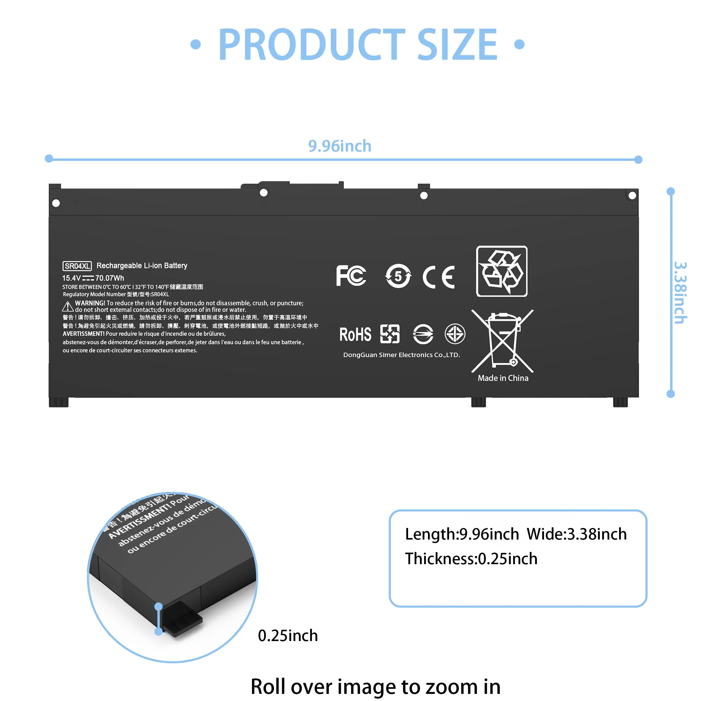 SR04XL SR03XL Battery for HP Omen 15-CE0XX 15-DC0XX Series 15-CE009LA 15-CE015DX 15-DC0003LA Pavilion 15-CB0XX 15-CX0XX/CB041NR