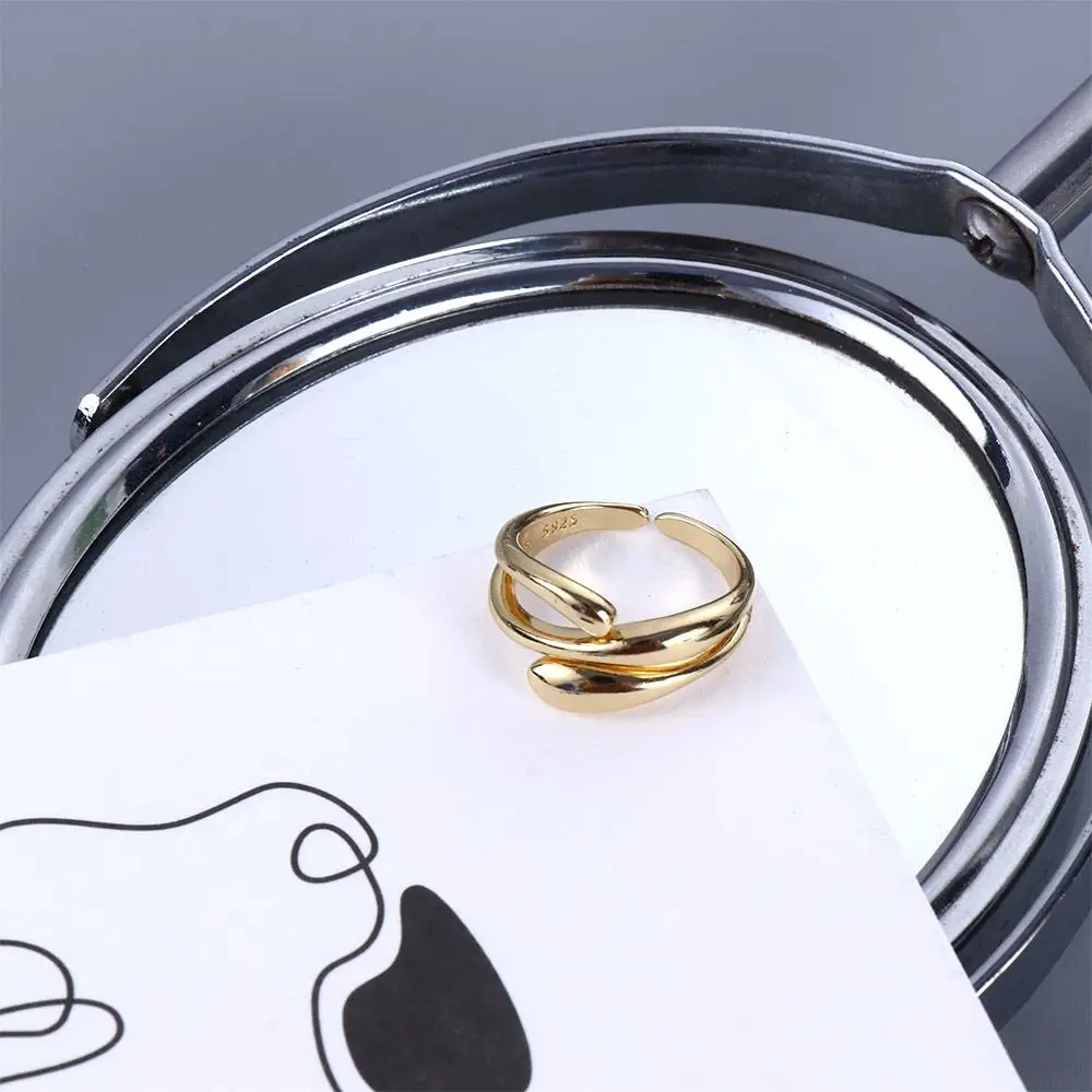 Unique Three Layer Irregular Adjustable Ring Geometry Opening Finger Ring Creative Jewelry Accessories