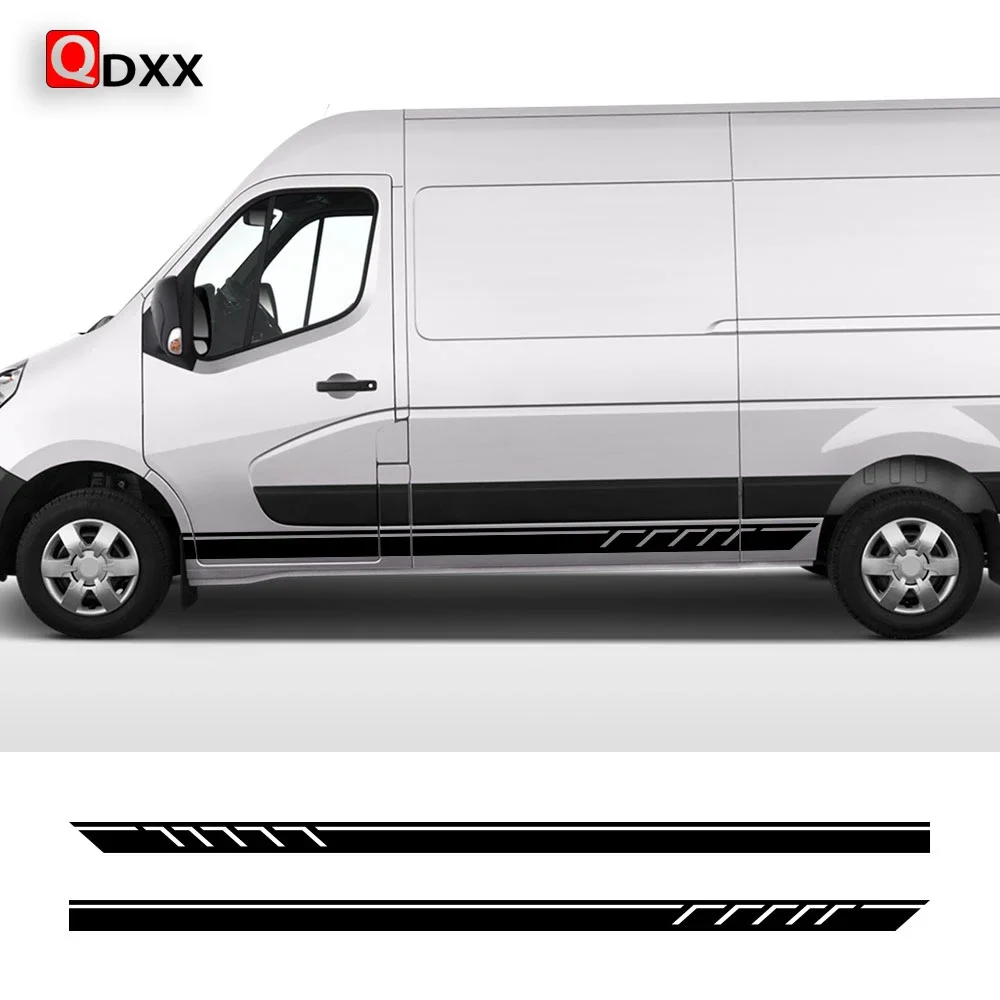 2PCS Car Door Side Stickers For Renault Master MWB L2 Day Van Camper Motorhome Stripes Graphics Decals Conversion Accessories