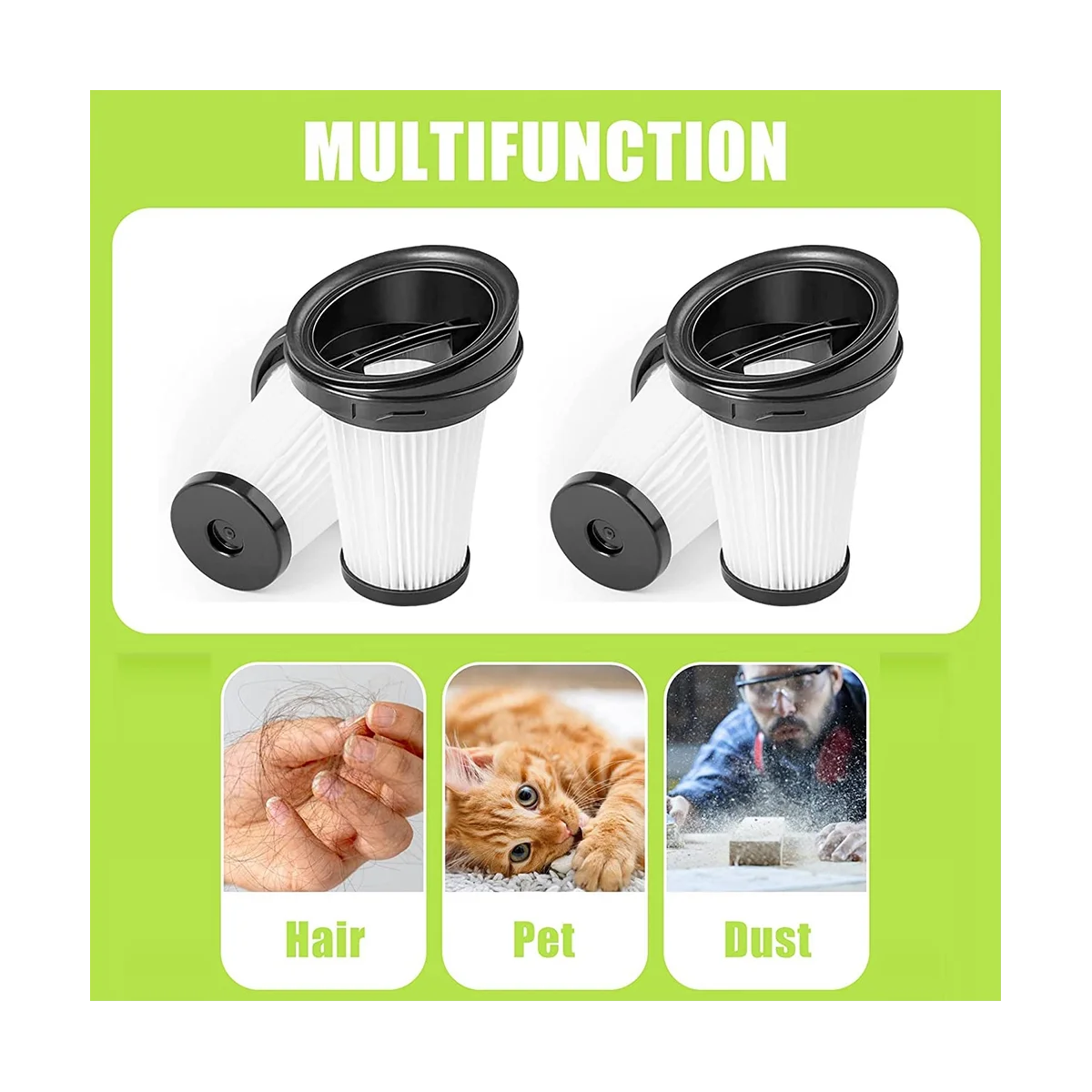 8 filtros para aspiradora de mano, para Vch 9629 Vch 9630 Vch 9631, filtro para aspiradora con cepillo de limpieza