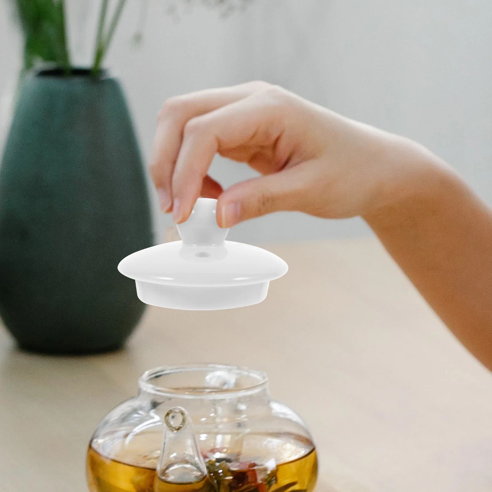 

5pcs 5 Count Porcelain Tea Pot Lid Replacement Household Teapot Cover Ceramic For White