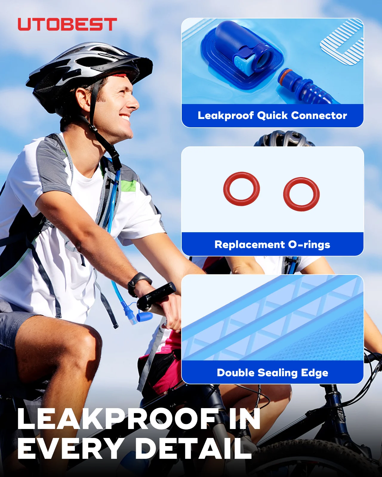 UTOBEST 1L/1.5L/2L/3L Hydration Bladder Water Reservoir Water Bag BPA Free for Running Cycling Hiking