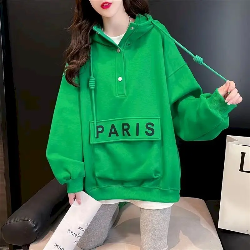 Design Sense Hoodies Women Niche Stitching Pocket Hooded Coats Spring Autumn Trend Thin Hoodie Fashion Oversized Pullover Woman