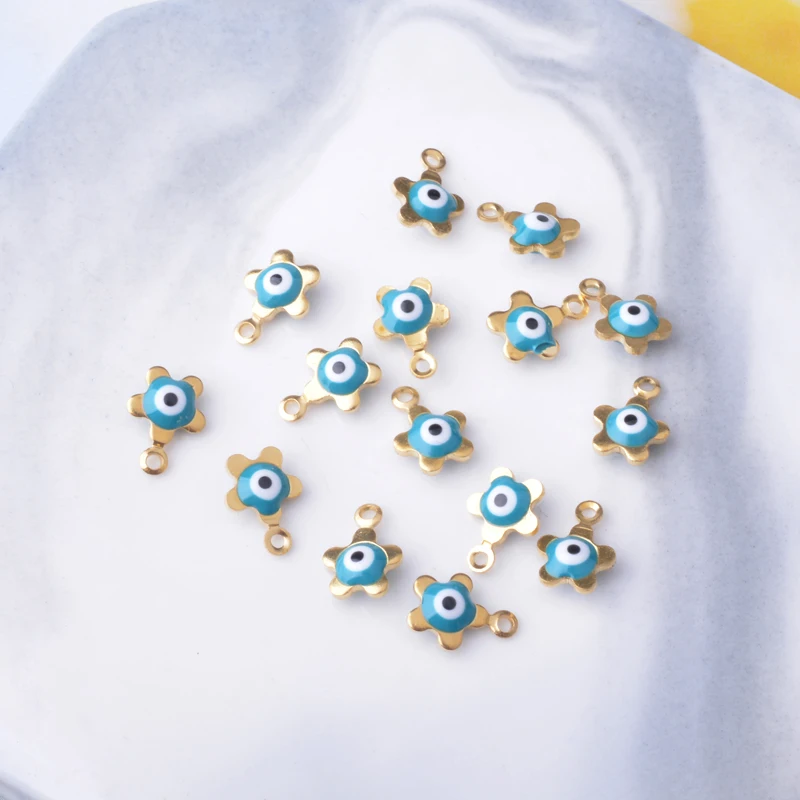 30 Stück beidseitig emaillierte Pflaumenblüten-Anhänger, Mini-Augen-Anhänger für die Schmuckherstellung, Ohrringe, Halsketten, Armbänder – Detail 9