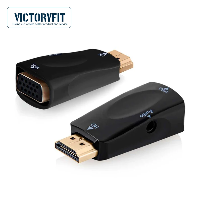 HDMI-Compatible to VGA Adapter, Support 1080P Full HD, With 3.5mm Cable, 3.5 AUX Jack, for HDTV, Monitor, Projector, PC Computer