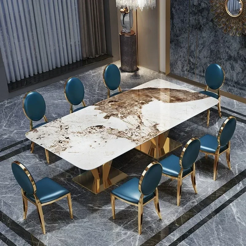 Living Room Furniture Factory Modern Dinning Table And Chair Set Luxury Marble Dining Table Set 6 Seater Dining Tables