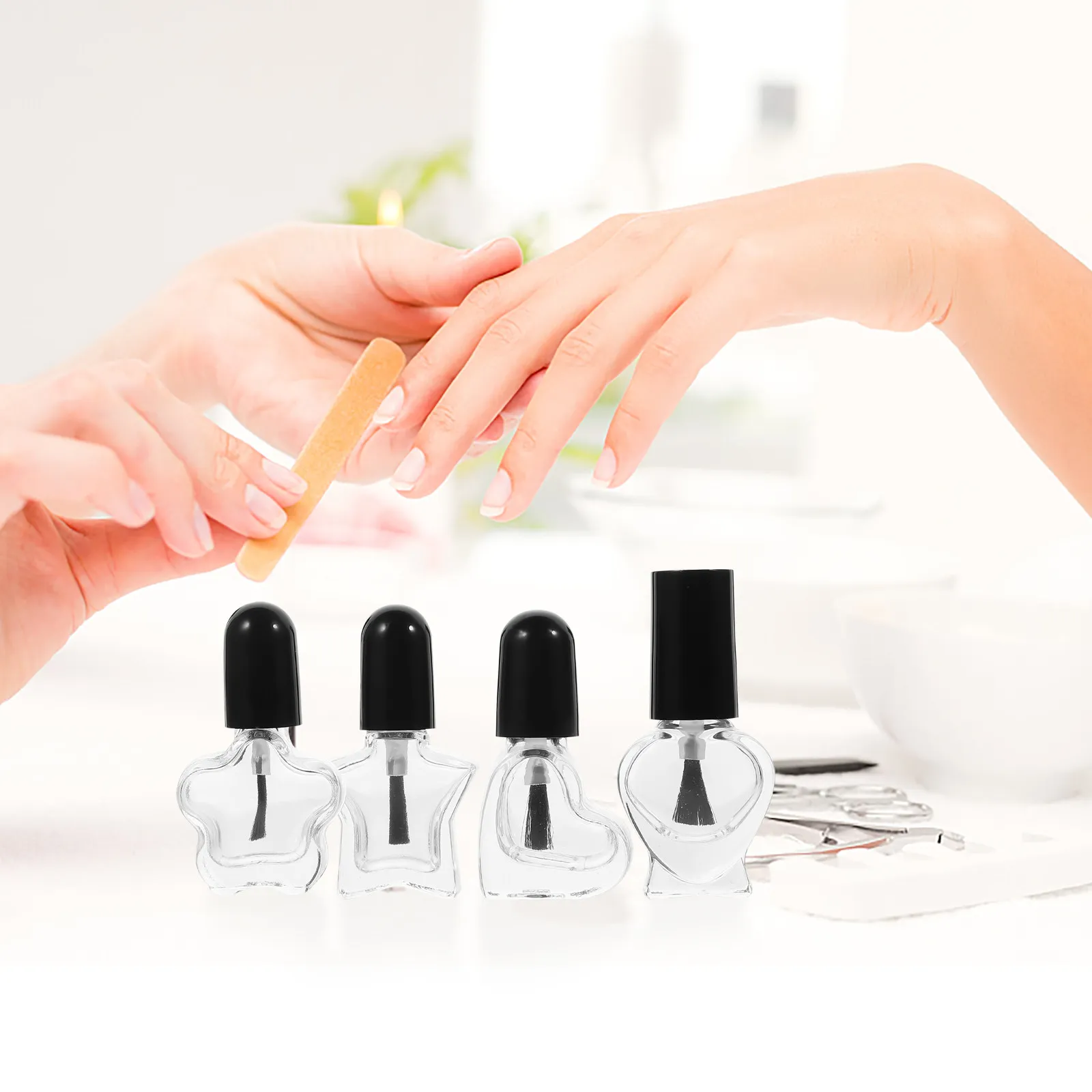 

12Pcs Nail Polish Bottles Refillable Oblate Shape Leak Resistant Nail Art Storage DIY Manicure Tools Female Manicure Supply