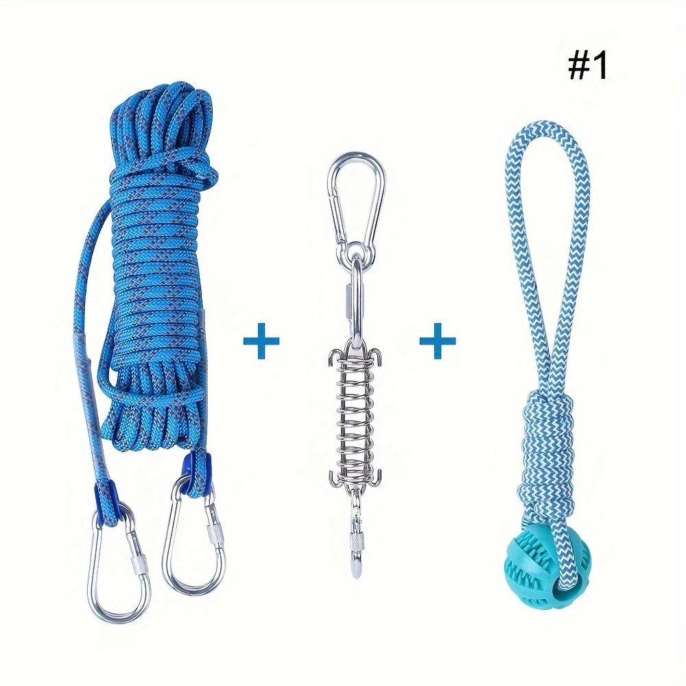 Dog Christmas Gift Spring Pole Dog Rope Toys 3 PCS Dog Rope Toy Durable Interactive Dog Tug Toy with Metal Spring Kit