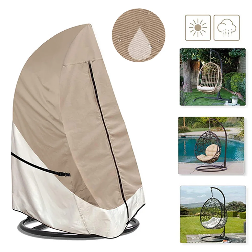 420D Oxford Fabric Waterproof Garden Hanging Chair Dust Cover For Egg Chair Cover Light Tan And Khaki Protecting Cover