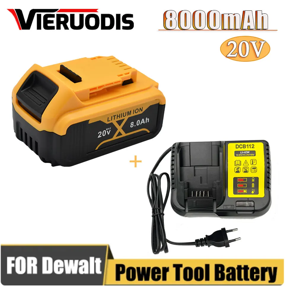 

For DeWalt 20V 8.0Ah 6000mAh Rechargeable Power Tools Battery with LED Li-ion Replacement DCB205 DCB204-2 DCB206 DCB200