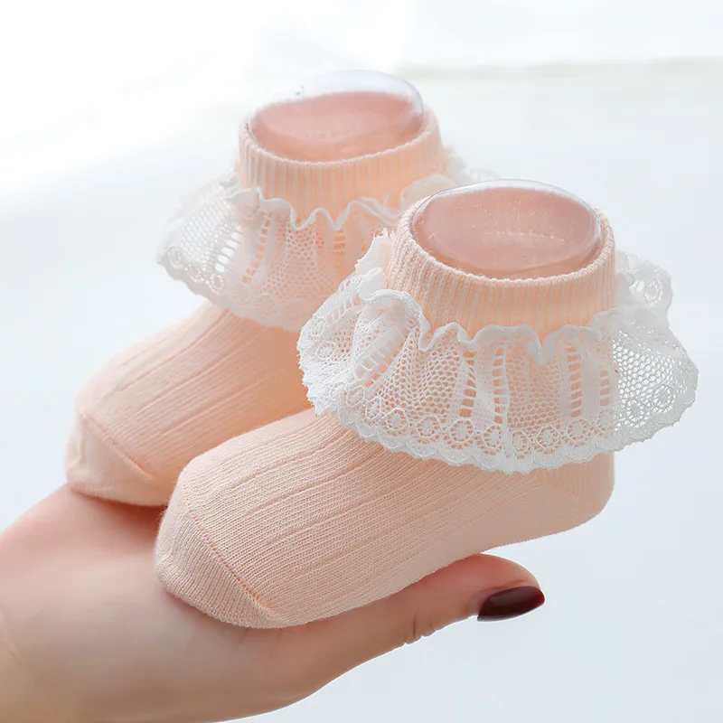 Princess Girl Lace Ruffle Sock Soft Cotton Baby Short Sock Soild Color Infant JK Calf Socks Spring Children Footwear 6-24Month