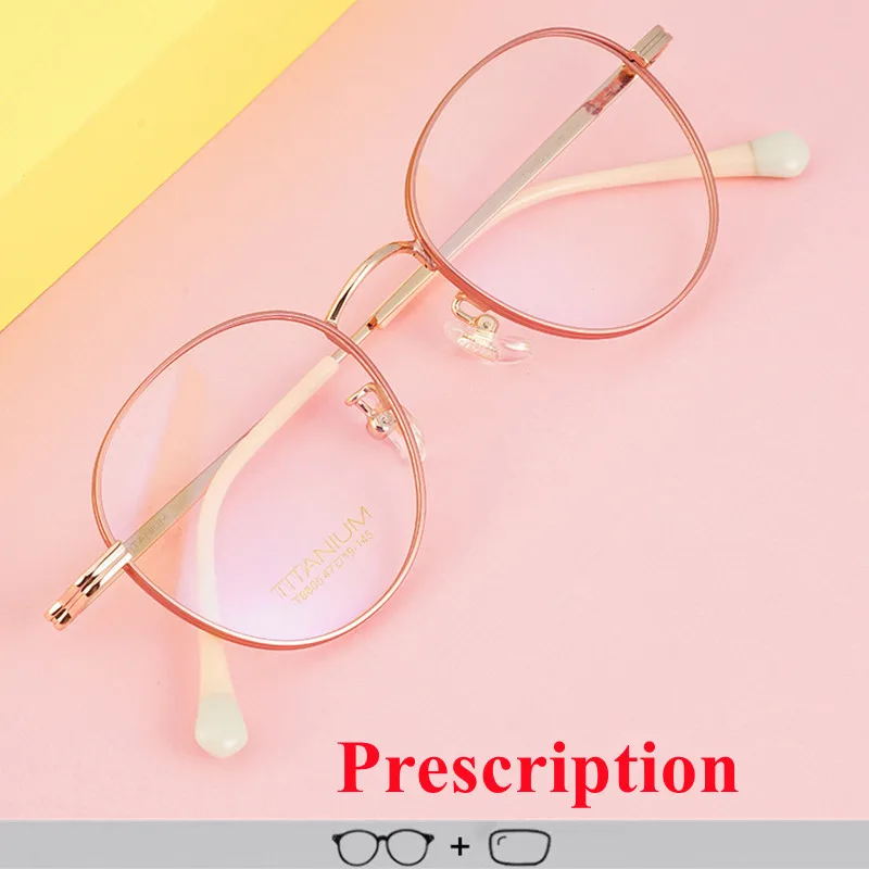 

Women Custom Computer Prescription Glasses Retro Round Frame Photochromic Progressive Reading Glasses Titanium Myopia Eyeglasses