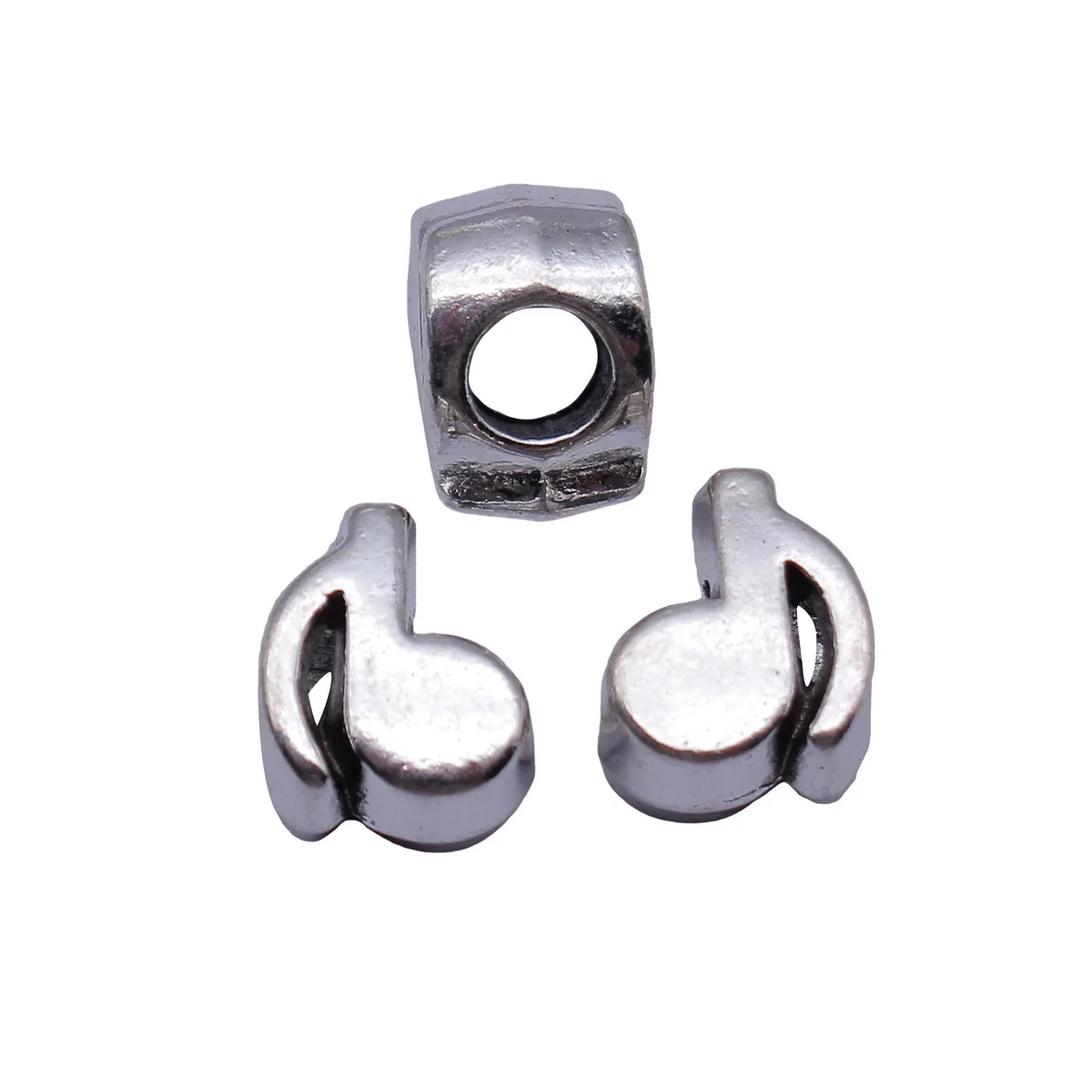 

10PCS 11x9.5x7.6mm,hole 4.5mm Alloy metal tibetan silver color music note big hole spacer beads HW4053