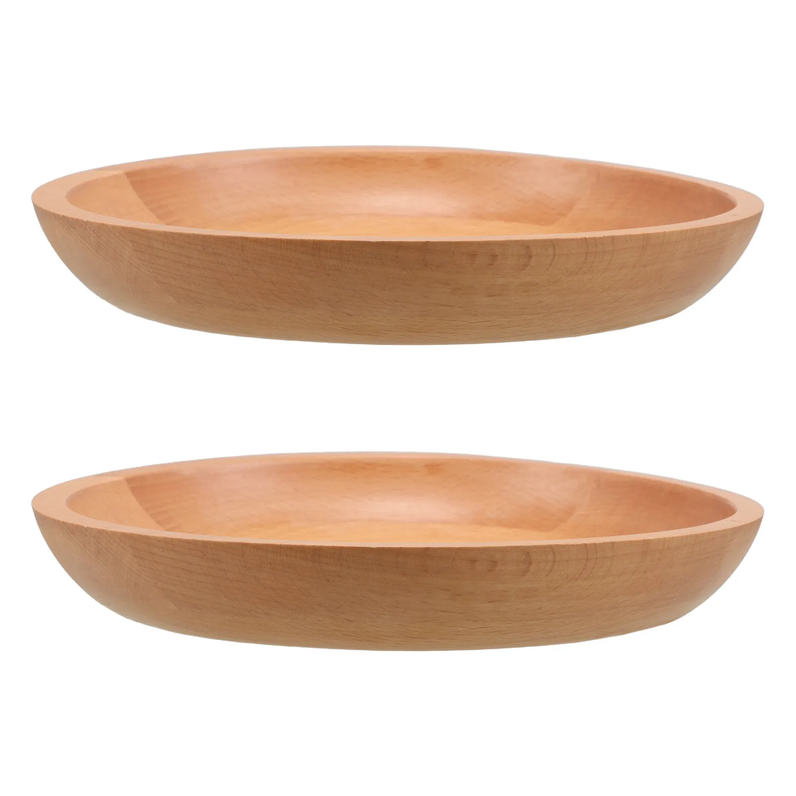 

2Pcs Round Rustic Wood Serving Tray Natural Wooden Platter Snack Dessert Fruit Food Plate Kitchen Party Use Small Fruit Tray