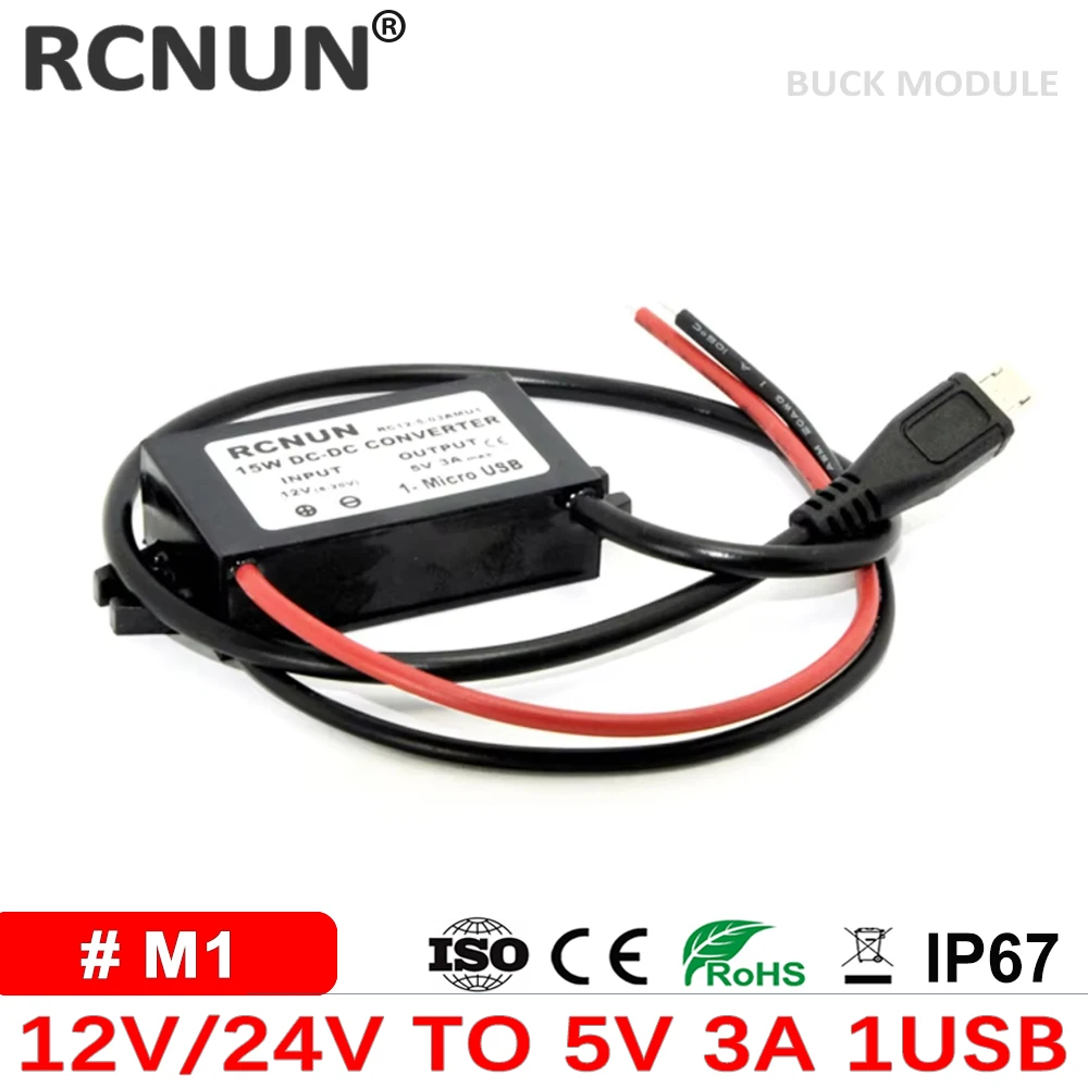 JZK 5 Stuks DC-DC Step-down Converter – 6-24V Naar 5V 3A, 97,5% Rendement, USB, Voor Auto En DIY Projecten