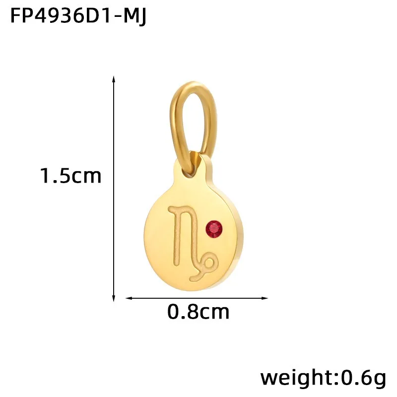 Women Stainless Steel 12 Zodiac Round Disc Charm Pendant Gold Silver Plated Birthstone Crystal DIY Necklace Jewelry Accessories