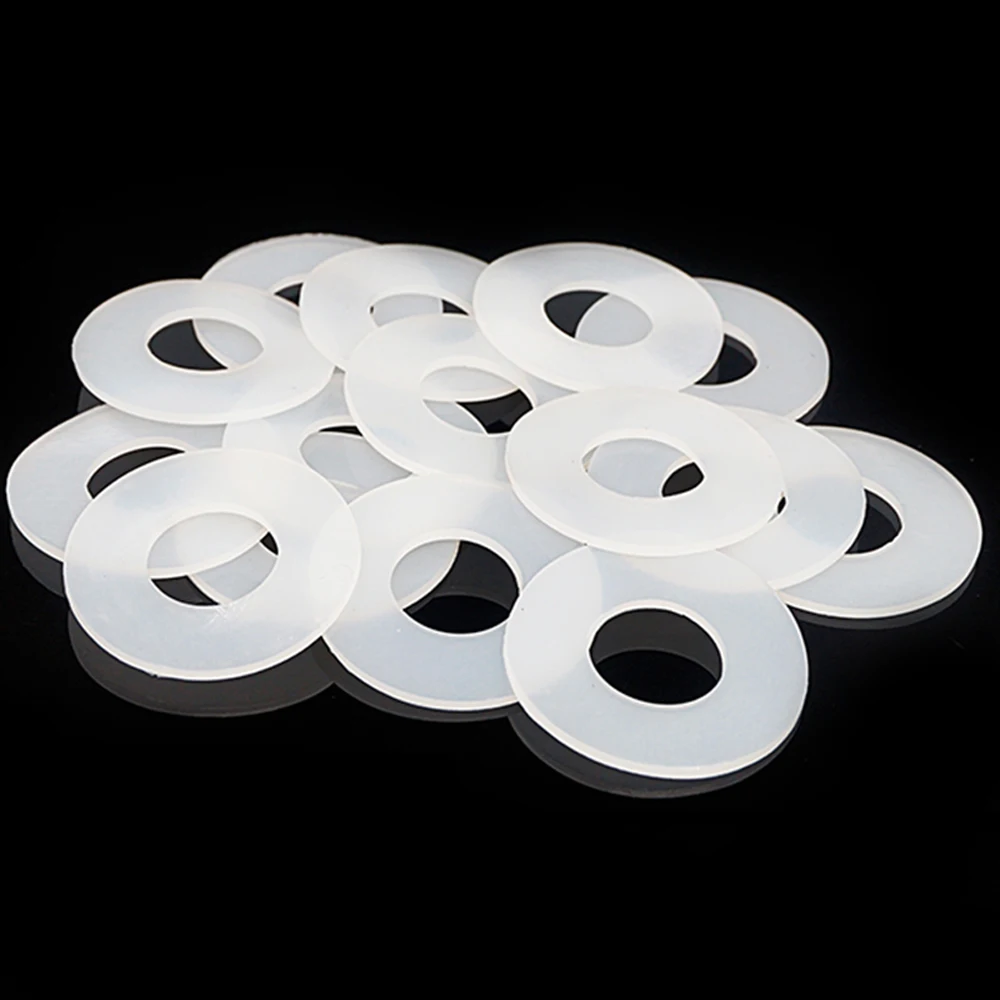 10szt 3/5mm Gruby silikonowy gumowy płaski uszczelki Średnica zewnętrzna 18mm-40mm Białe silikonowe pierścienie uszczelniające klasy spożywczej Pierścień uszczelniający