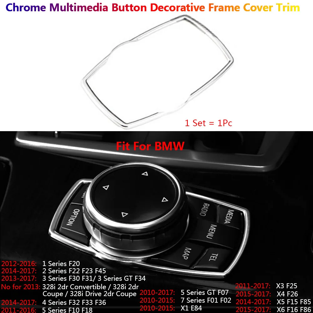 

Chrome Car Inner Multimedia Frame Cover Trim For BMW 1 2 3 4 5 7 X1 X3 X4 X5 X6 F10 F07 F20 F30 F34 F01 F02 E84 F15 F16 F25 F26