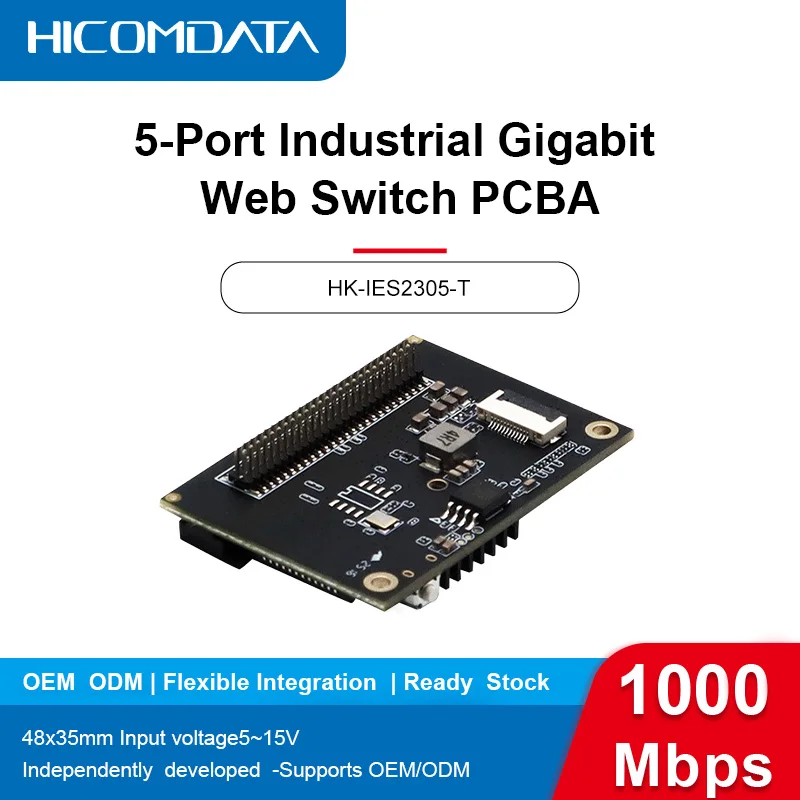 

VLAN TAG Pin Header Industrial-Grade 5-Port Gigabit Lightly Managed Switch Module Pin Header Switch PCBA Board