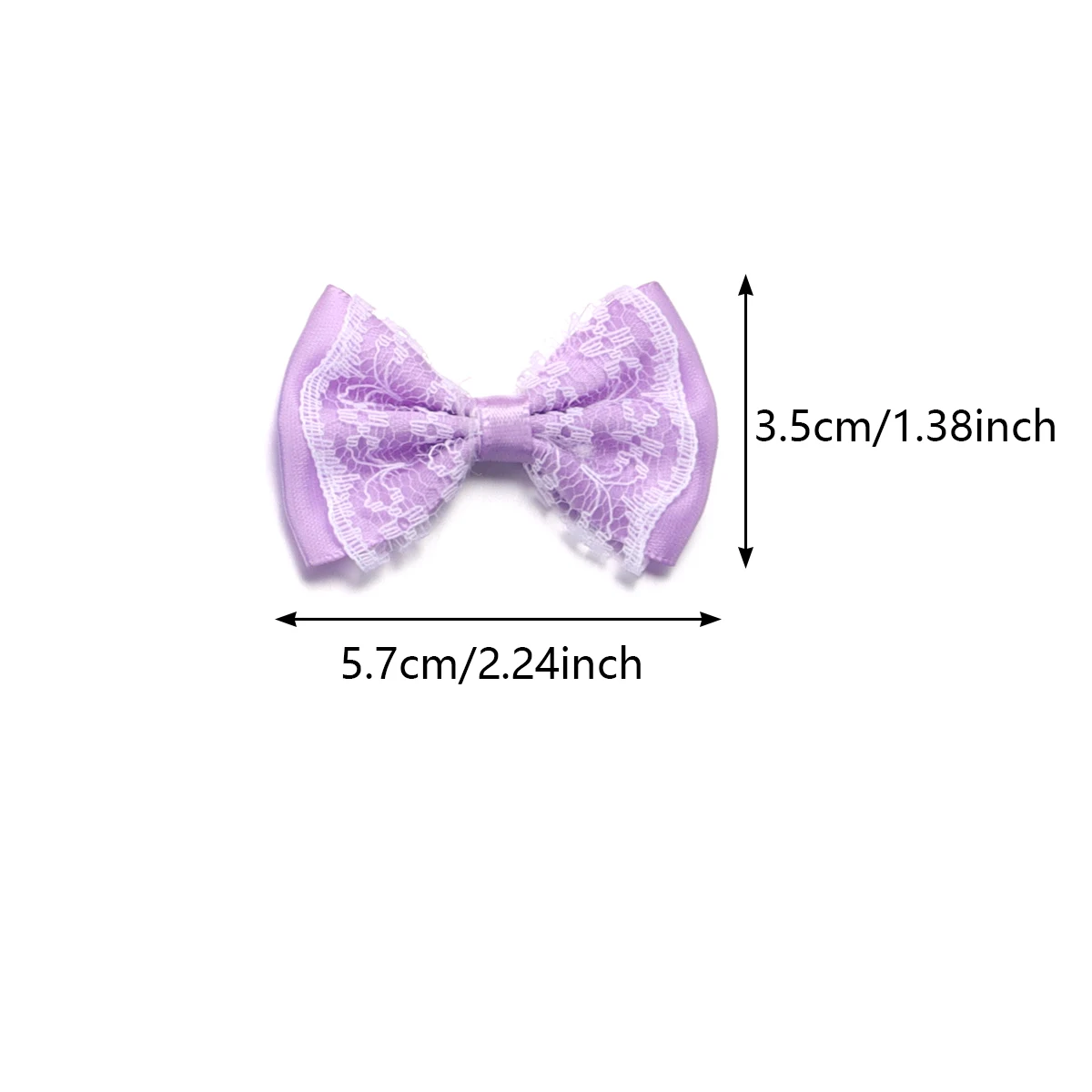 20pcs 3.5x5.7cm Polyester Ribbon Bow Colourful Lace Satin Bows Double Layers for DIY Sewing Crafts Garment Headwear Decoration