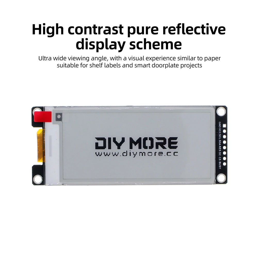 2.9-Inch E-ink Display DC 2.2–3.7 V SSD1680Z Chip Ultra-Wide Viewing Angle E-paper Monitor for Shelf Labels & Smart Door Signs