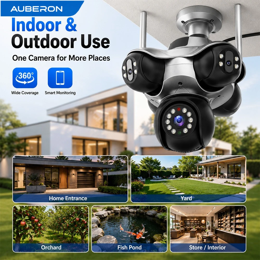 10MP 5 Lens 5 View Wi-Fi Outdoor Security Camera Pan Tilt Human Detection Waterproof Full Color Night Vision FFVIDEO Remote View