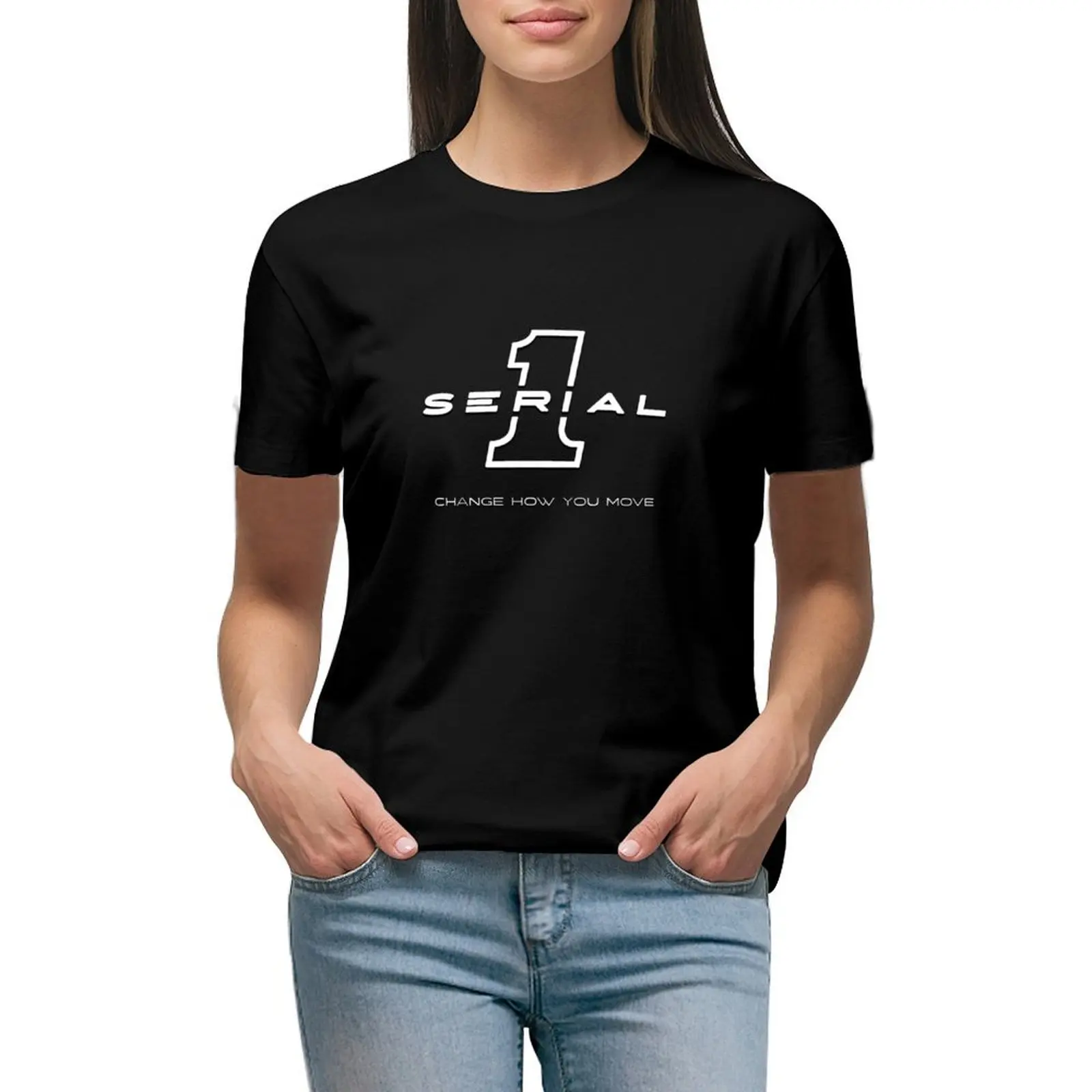 Serial 1 Logo T-shirt tees cute tops workout shirts for Women loose fit