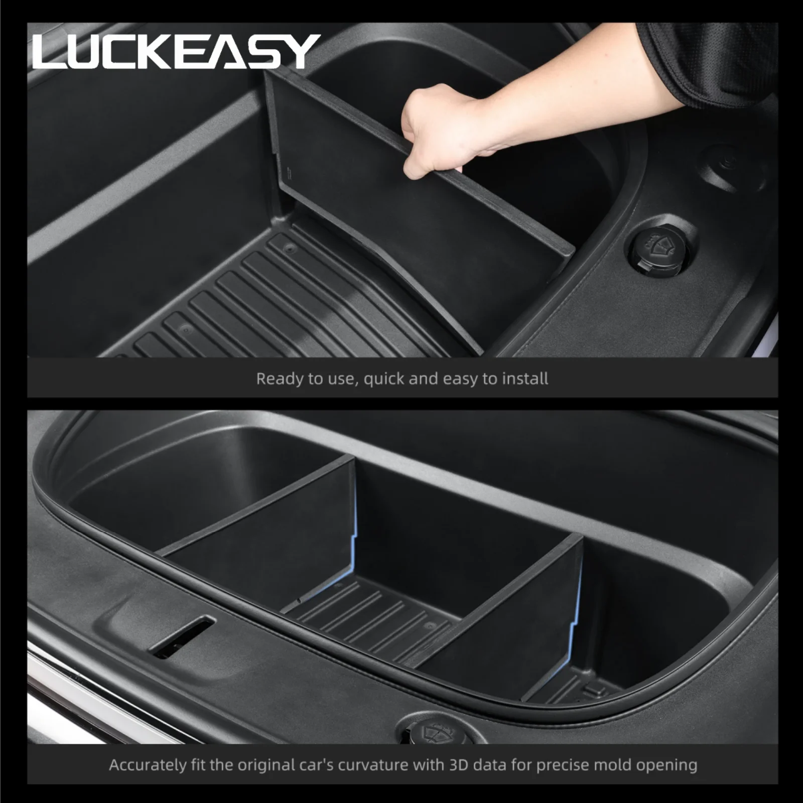 LUCKEASY para Tesla Model Y Juniper/Model YL 2025 2026 Divisória Organizadora Dianteira em ABS para Porta-Malas do Carro
