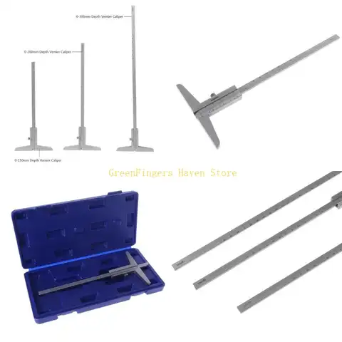 High Precision Stainless Steel Depth Gauge 0-300mm Deep Vernier Caliper 0.02mm Resolution Depth Gauge Measuring Tool