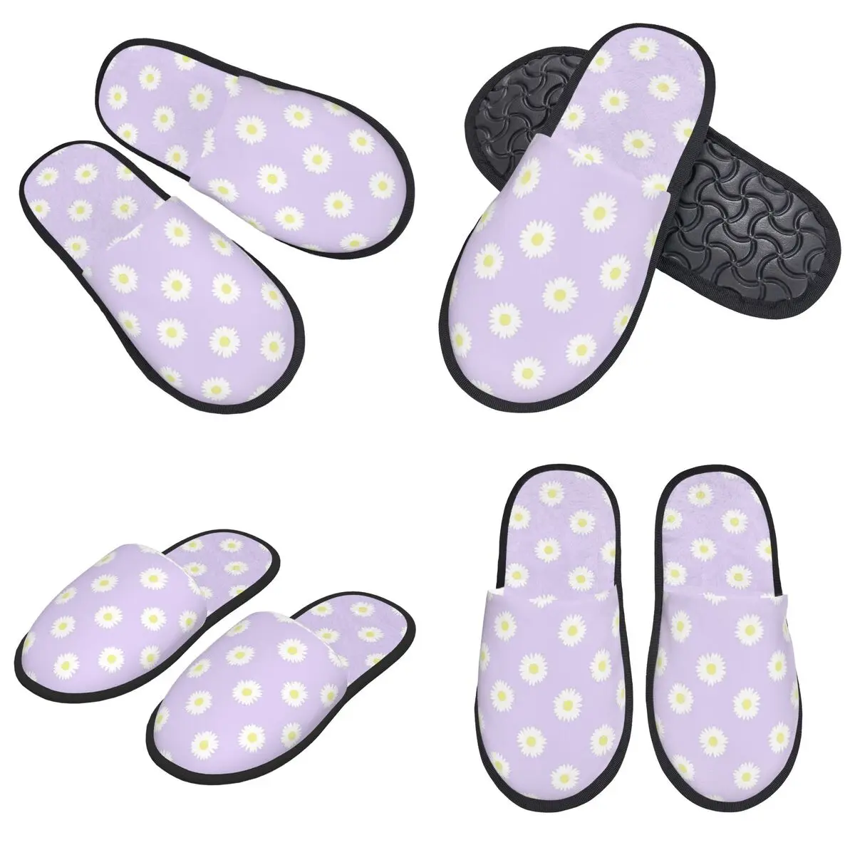 

Daisy Purple Pastel Aesthetic Cute Daisies Flower Cottagecore Slippers Memory Foam Warm Women House Slipper Indoor Fluffy Shoes