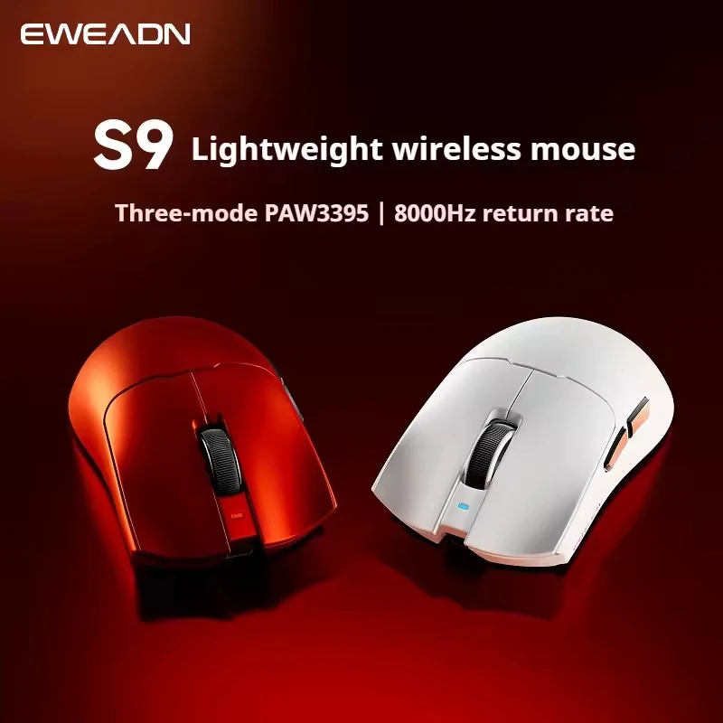 

Беспроводная игровая мышь EWEADN S9 с датчиком PAW3950/3395 Сверхбыстрое отслеживание Программируемая через драйвер Легкая эргономичная мышь